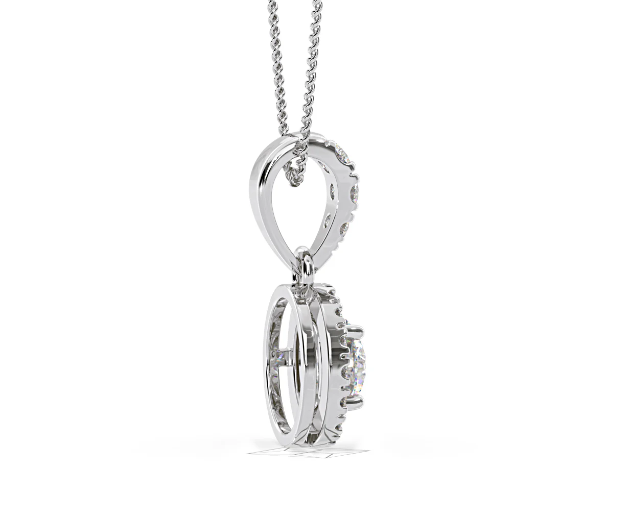 Ella Lab Diamond Halo Necklace in 18K White Gold 0.71ct G/VS1 - Image 62