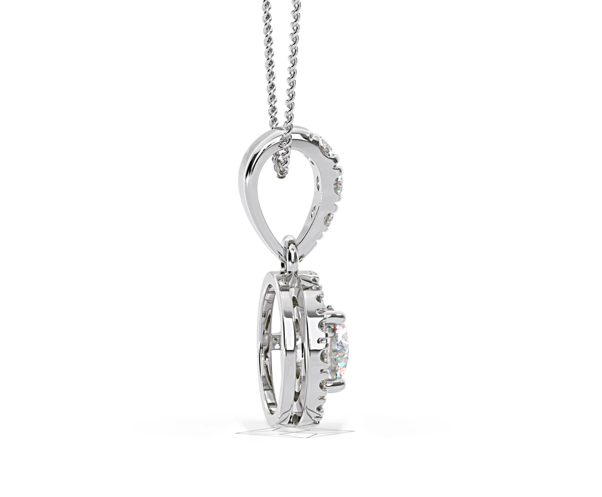 Ella Lab Diamond Halo Necklace in 18K White Gold 0.71ct G/VS1 - Image 63