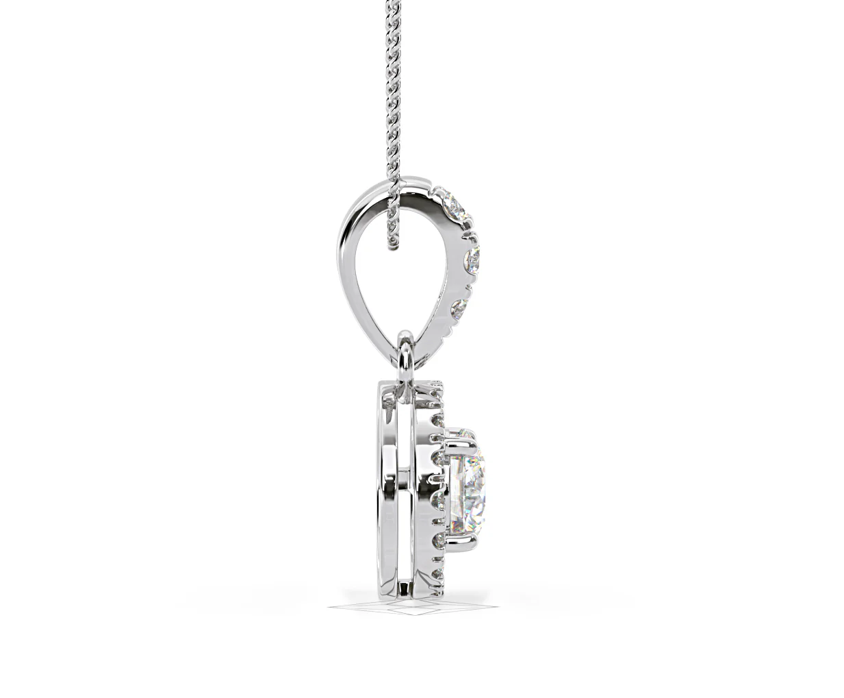 Ella Lab Diamond Halo Necklace in 18K White Gold 0.71ct G/VS1 - Image 65