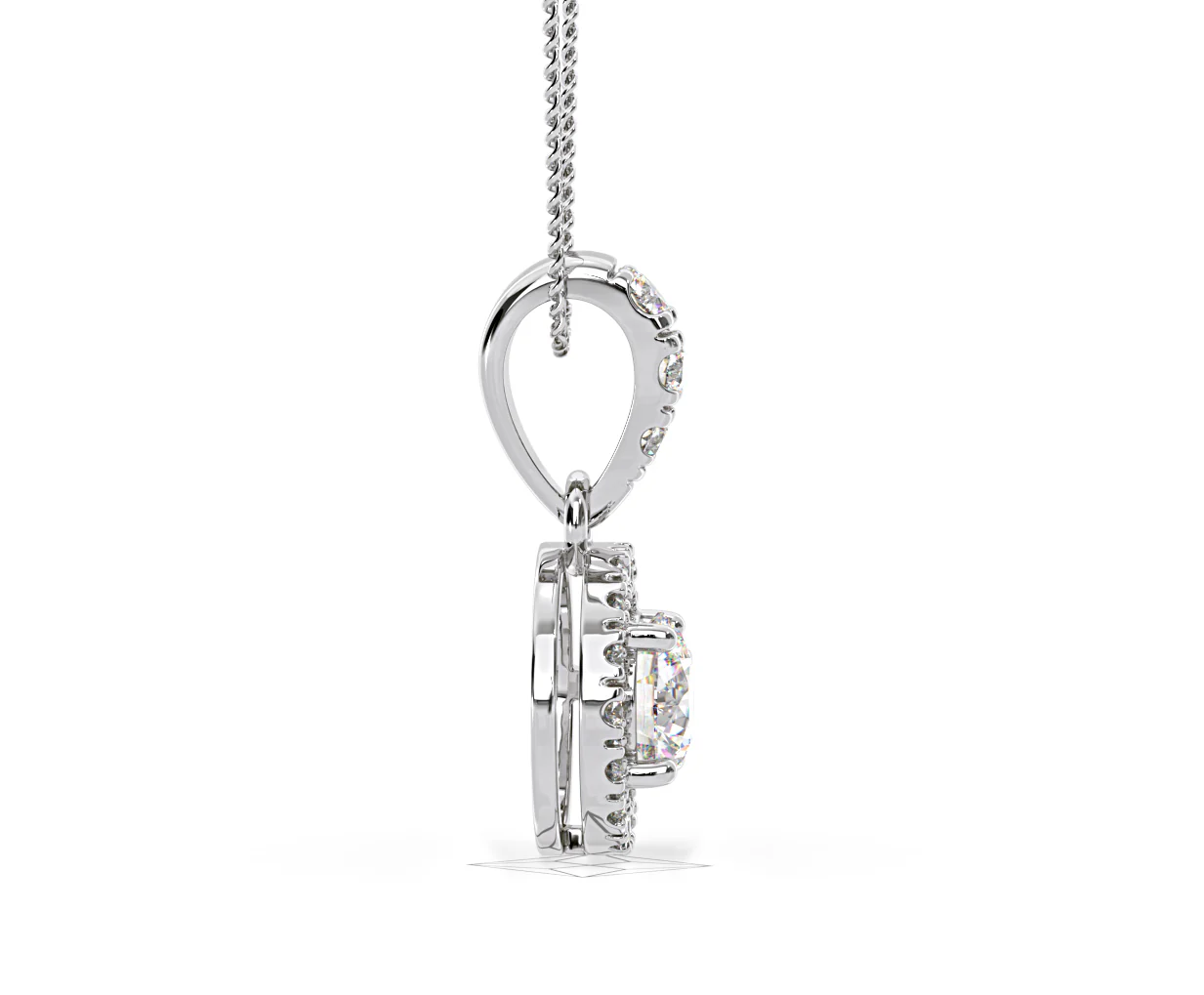 Ella Lab Diamond Halo Necklace in 18K White Gold 0.71ct G/VS1 - Image 66