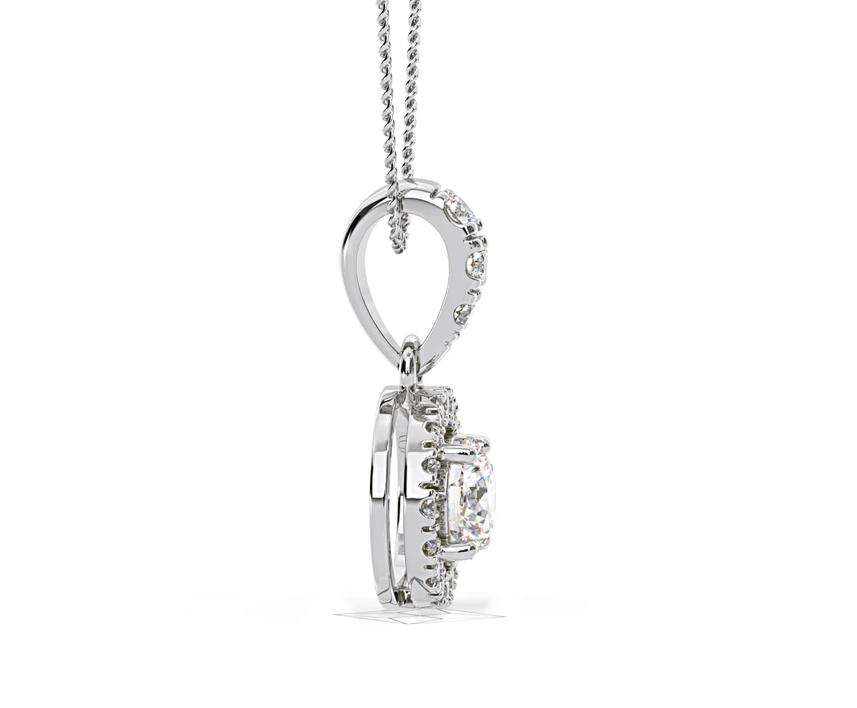 Ella Lab Diamond Halo Necklace in 18K White Gold 0.71ct G/VS1 - Image 67