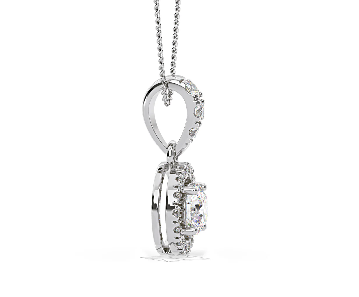 Ella Lab Diamond Halo Necklace in 18K White Gold 0.71ct G/VS1 - Image 68
