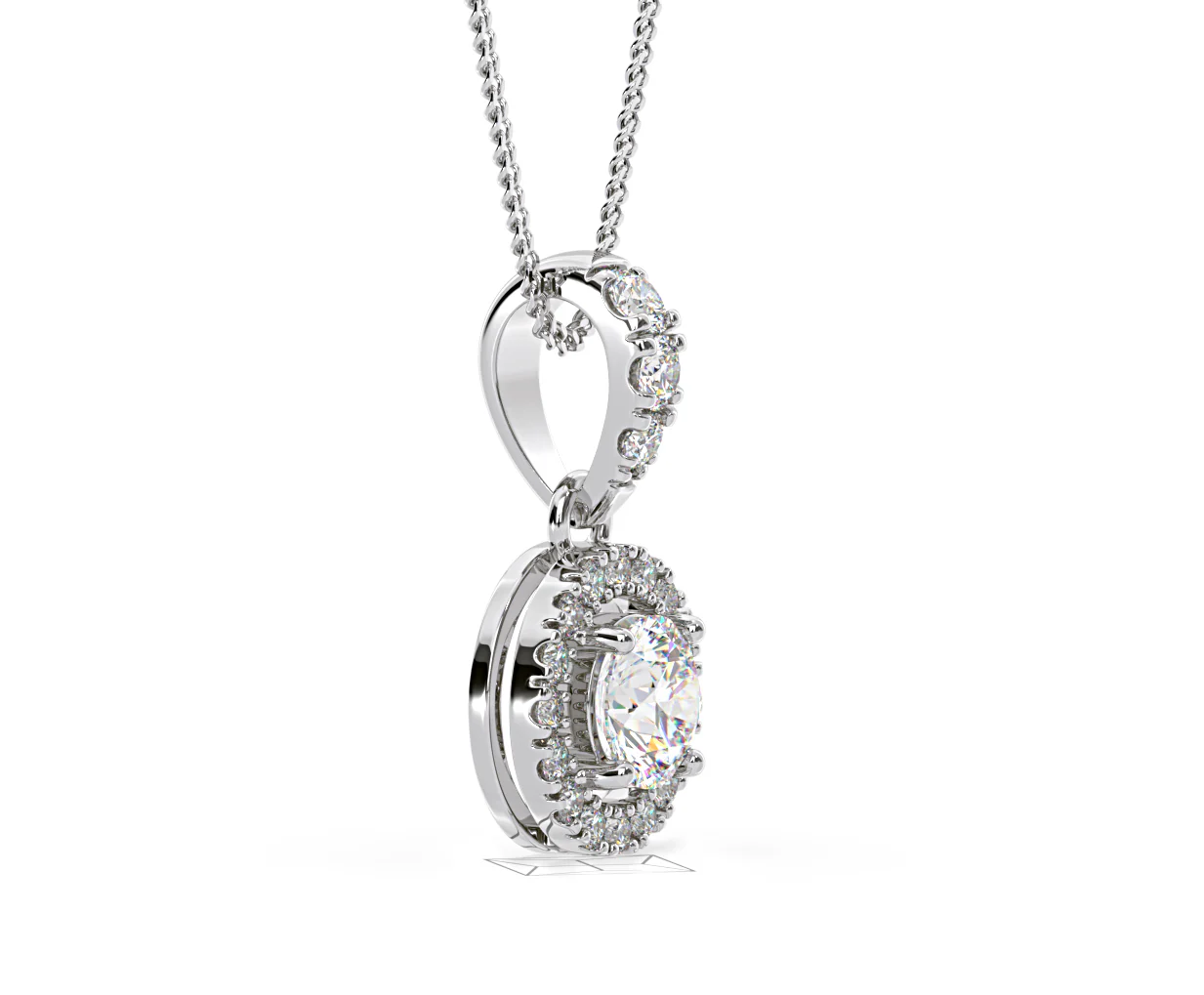Ella Lab Diamond Halo Necklace in 18K White Gold 0.71ct G/VS1 - Image 72