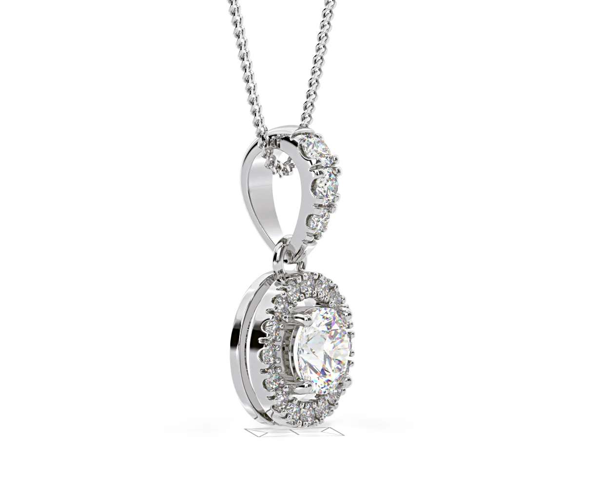 Ella Lab Diamond Halo Necklace in 18K White Gold 0.71ct G/VS1 - Image 73