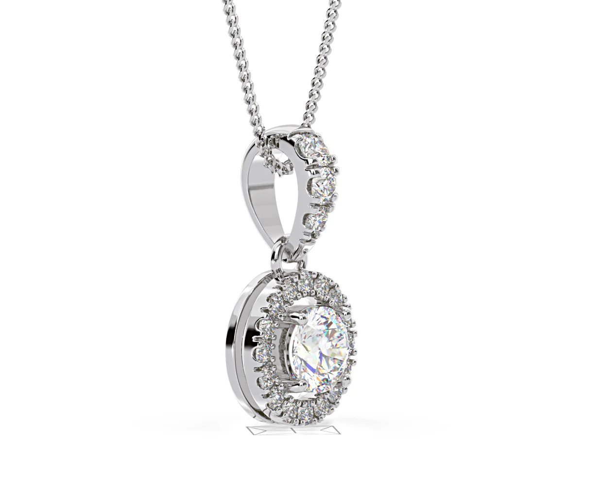 Ella Lab Diamond Halo Necklace in 18K White Gold 0.71ct G/VS1 - Image 74
