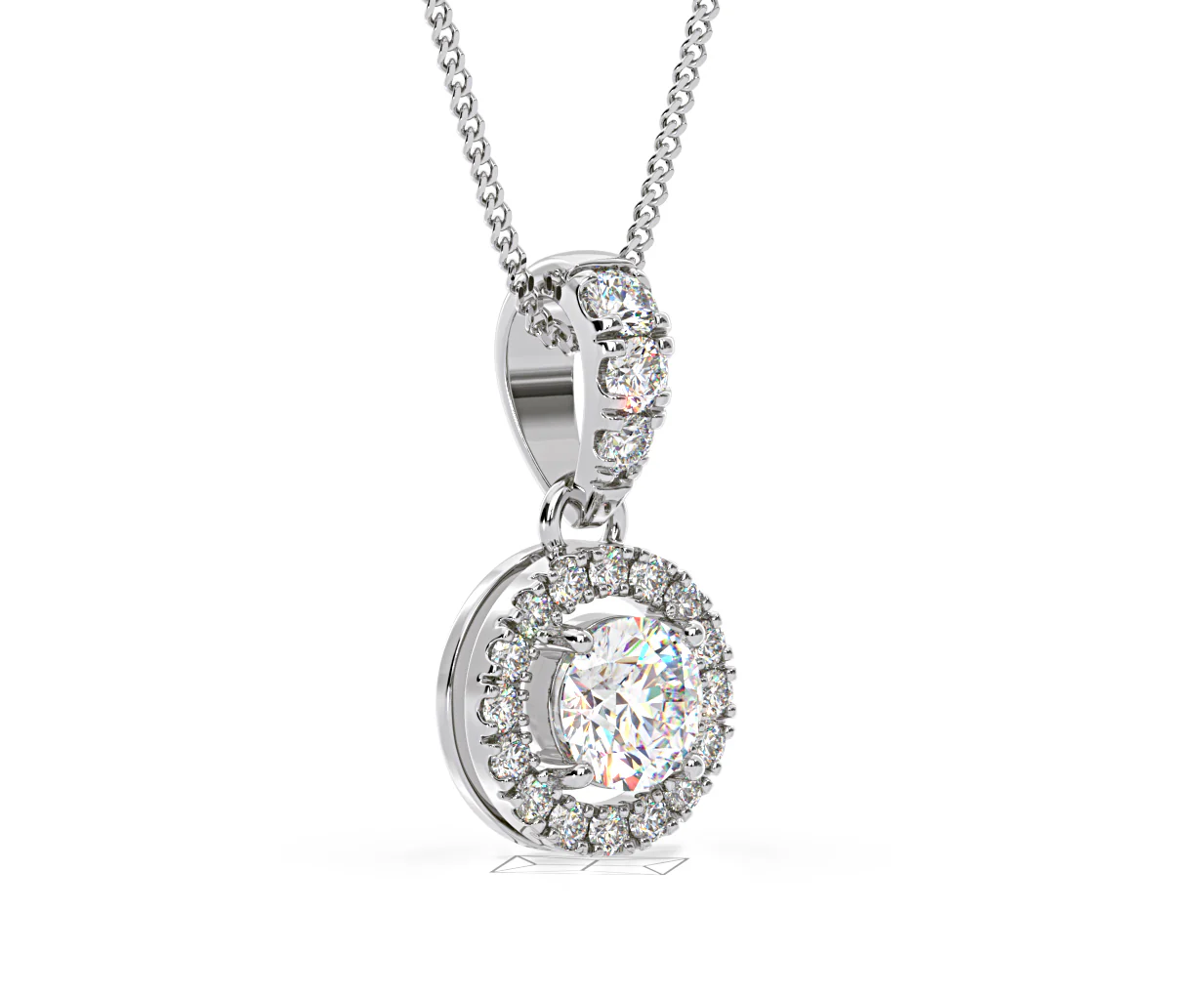 Ella Lab Diamond Halo Necklace in 18K White Gold 0.71ct G/VS1 - Image 77