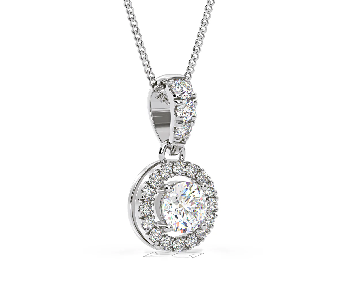 Ella Lab Diamond Halo Necklace in 18K White Gold 0.71ct G/VS1 - Image 78