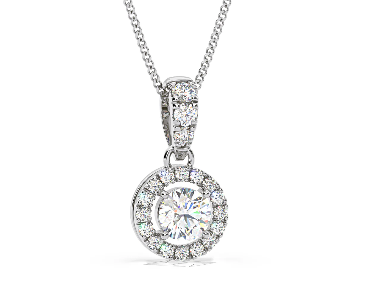 Ella Lab Diamond Halo Necklace in 18K White Gold 0.71ct G/VS1 - Image 82