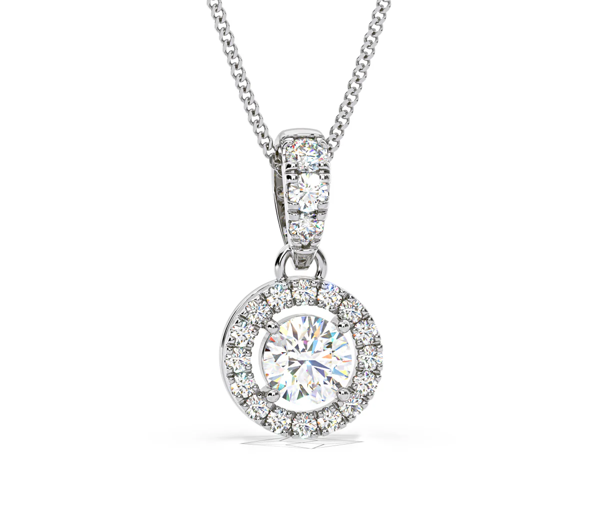 Ella Lab Diamond Halo Necklace in 18K White Gold 0.71ct G/VS1 - Image 83