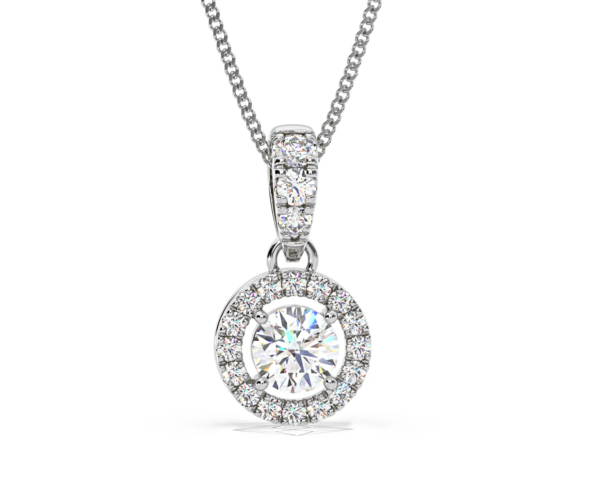 Ella Lab Diamond Halo Necklace in 18K White Gold 0.71ct G/VS1 - Image 84