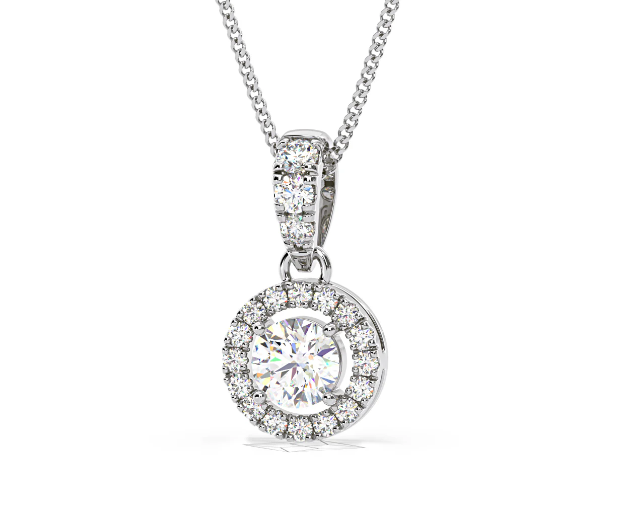 Ella Lab Diamond Halo Necklace in 18K White Gold 0.71ct G/VS1 - Image 9