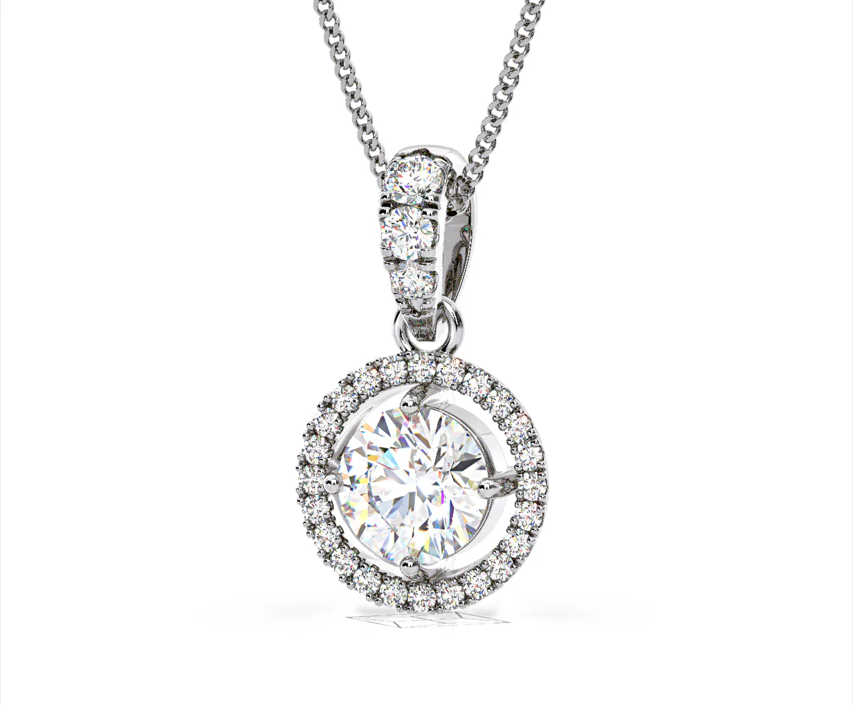 Ella Lab Diamond Halo Necklace in 18K White Gold 1.30ct F/VS1 - Image 10