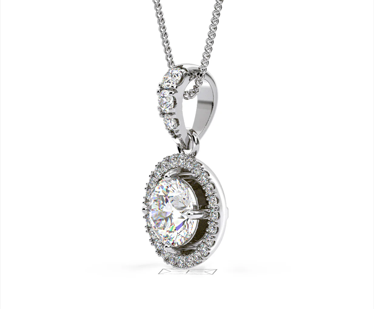 Ella Lab Diamond Halo Necklace in 18K White Gold 1.30ct F/VS1 - Image 17