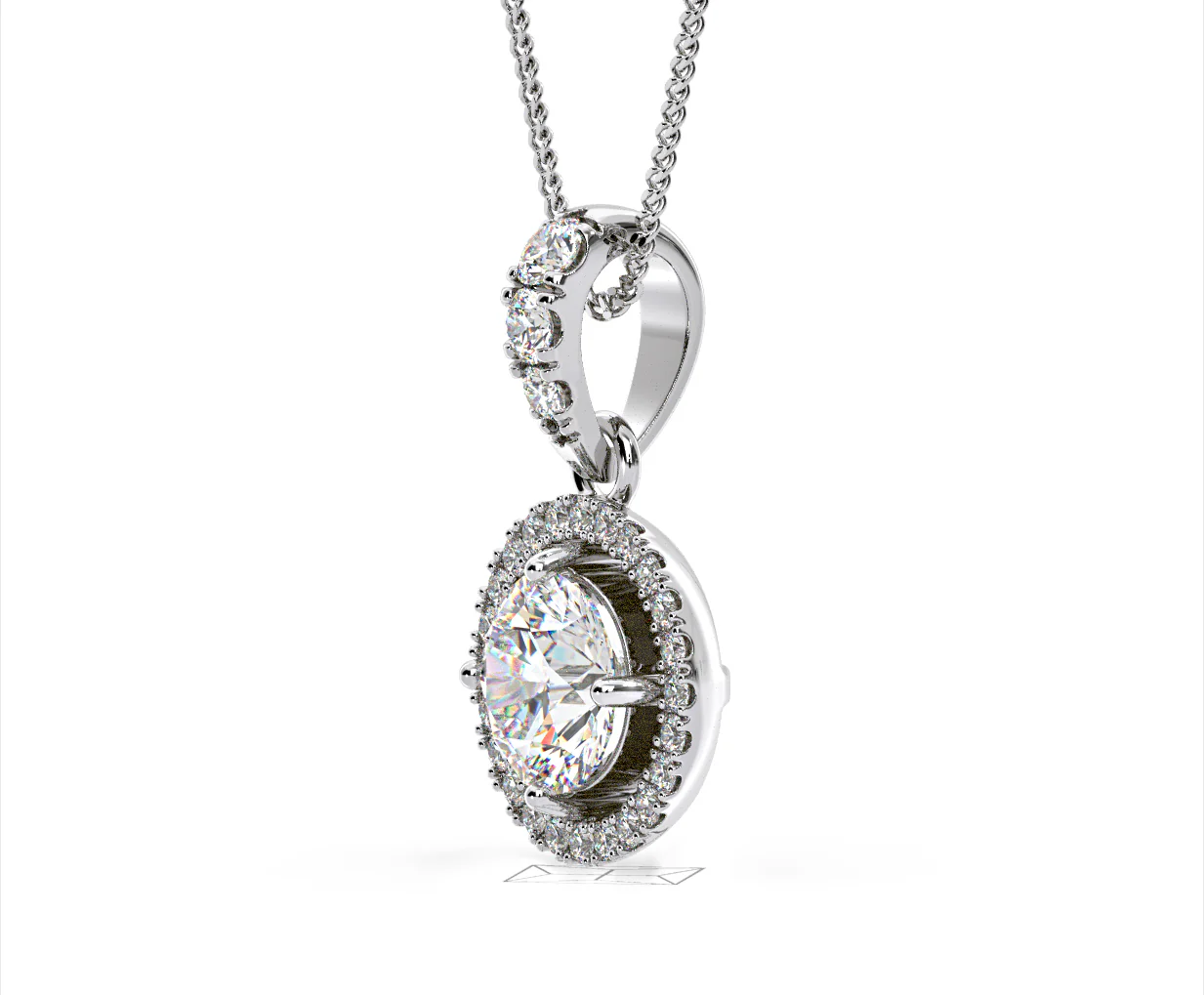 Ella Lab Diamond Halo Necklace in 18K White Gold 1.30ct F/VS1 - Image 18