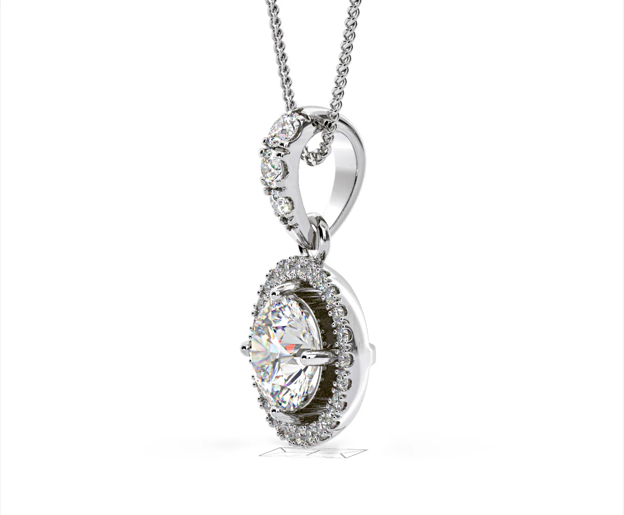 Ella Lab Diamond Halo Necklace in 18K White Gold 1.30ct F/VS1 - Image 19