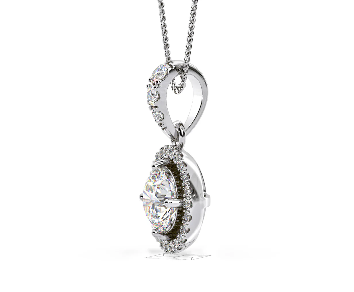 Ella Lab Diamond Halo Necklace in 18K White Gold 1.30ct F/VS1 - Image 21