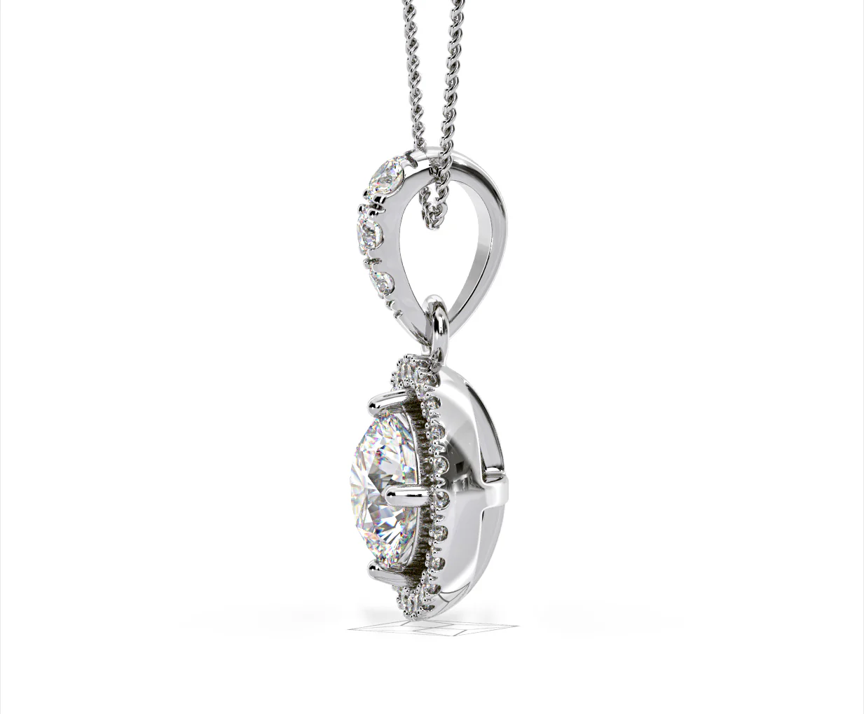 Ella Lab Diamond Halo Necklace in 18K White Gold 1.30ct F/VS1 - Image 23