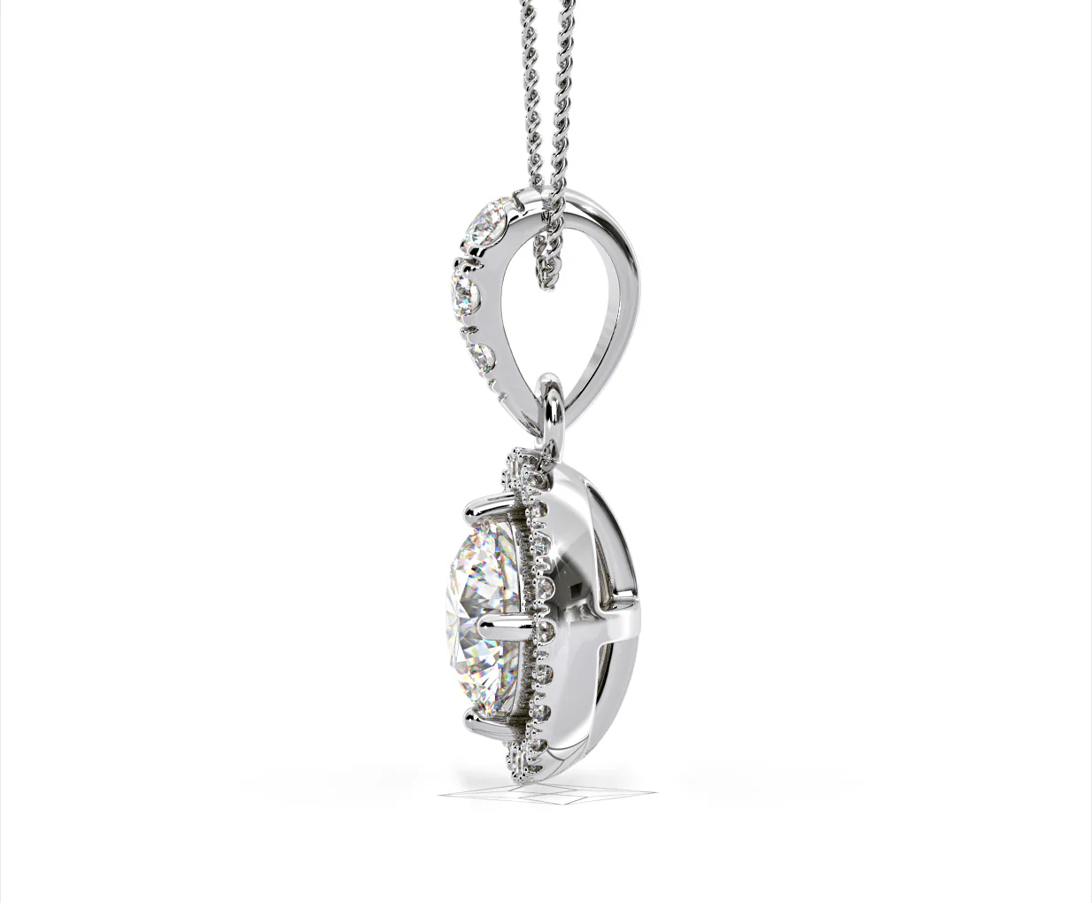 Ella Lab Diamond Halo Necklace in 18K White Gold 1.30ct F/VS1 - Image 24