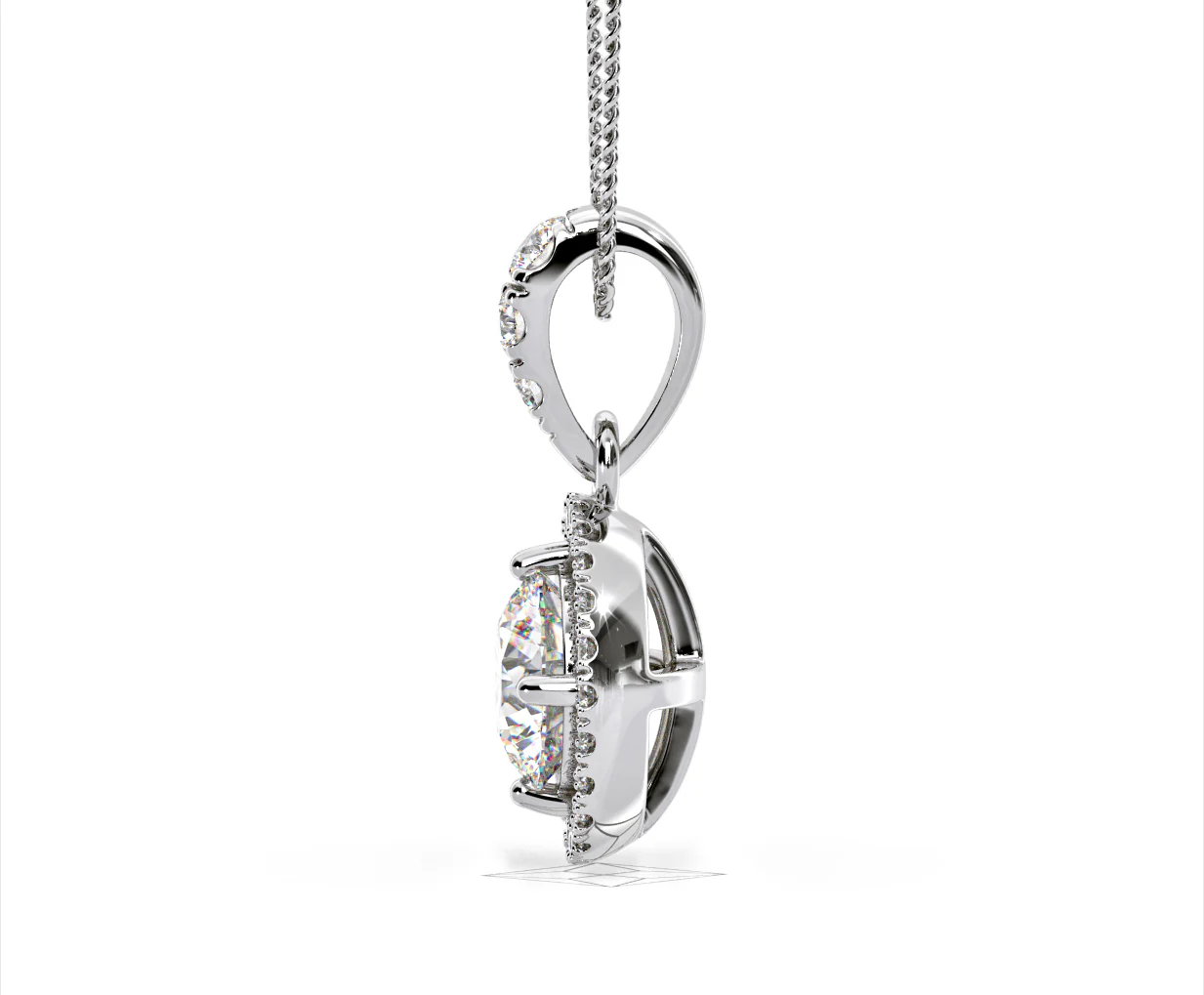 Ella Lab Diamond Halo Necklace in 18K White Gold 1.30ct F/VS1 - Image 25