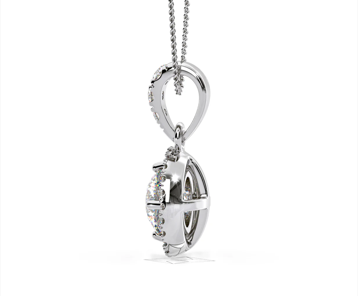 Ella Lab Diamond Halo Necklace in 18K White Gold 1.30ct F/VS1 - Image 28