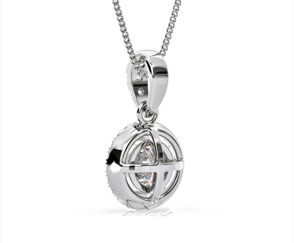 Ella Lab Diamond Halo Necklace in 18K White Gold 1.30ct F/VS1 - Image 38