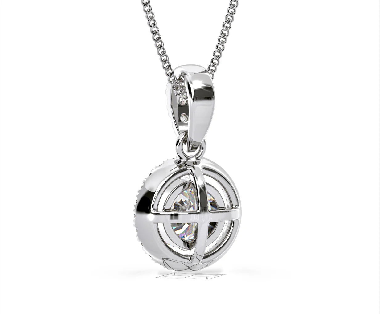 Ella Lab Diamond Halo Necklace in 18K White Gold 1.30ct F/VS1 - Image 40