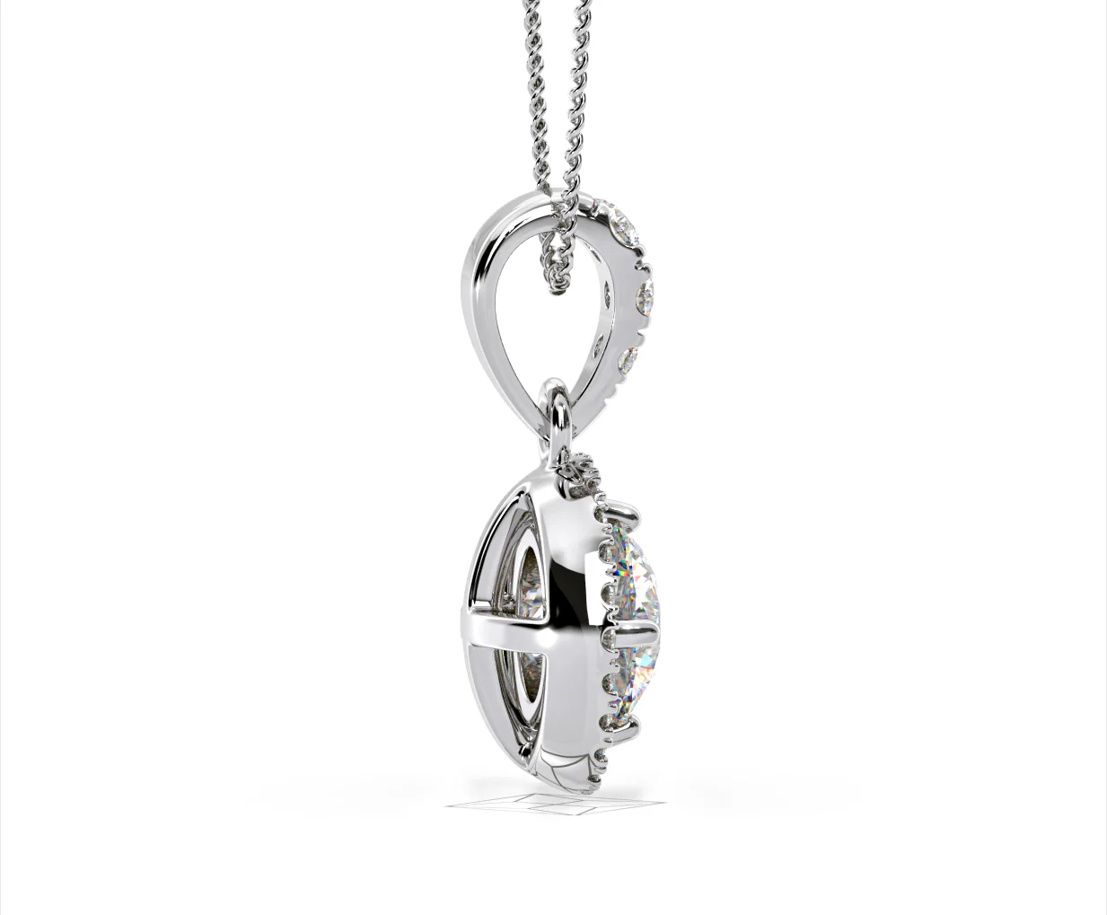 Ella Lab Diamond Halo Necklace in 18K White Gold 1.30ct F/VS1 - Image 63