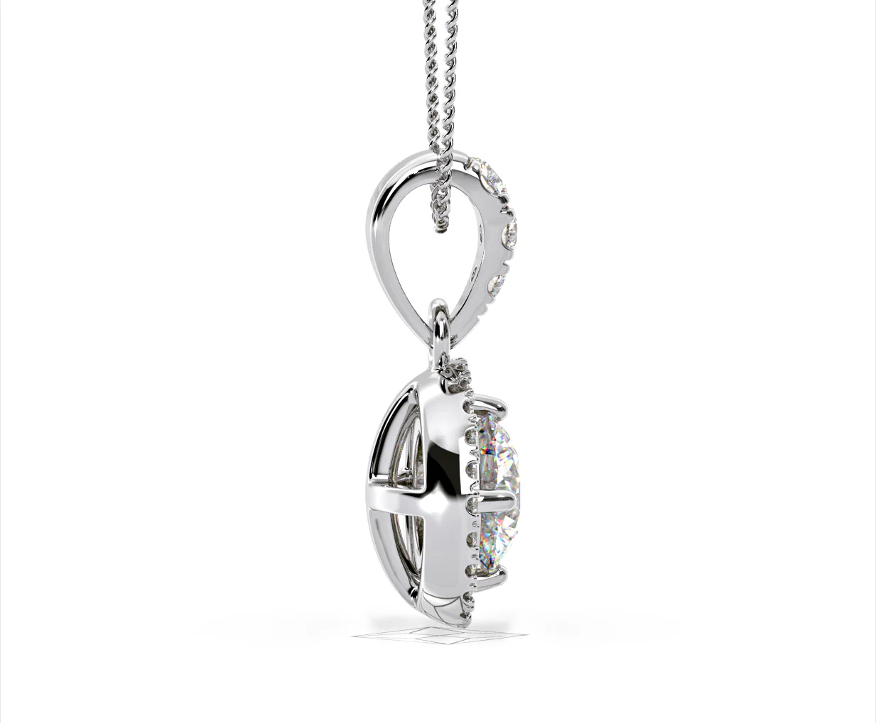 Ella Lab Diamond Halo Necklace in 18K White Gold 1.30ct F/VS1 - Image 64