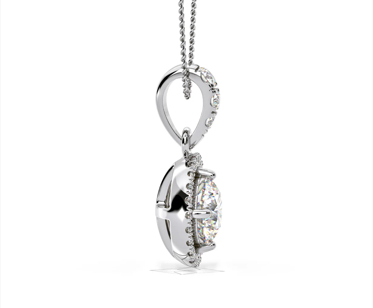 Ella Lab Diamond Halo Necklace in 18K White Gold 1.30ct F/VS1 - Image 67