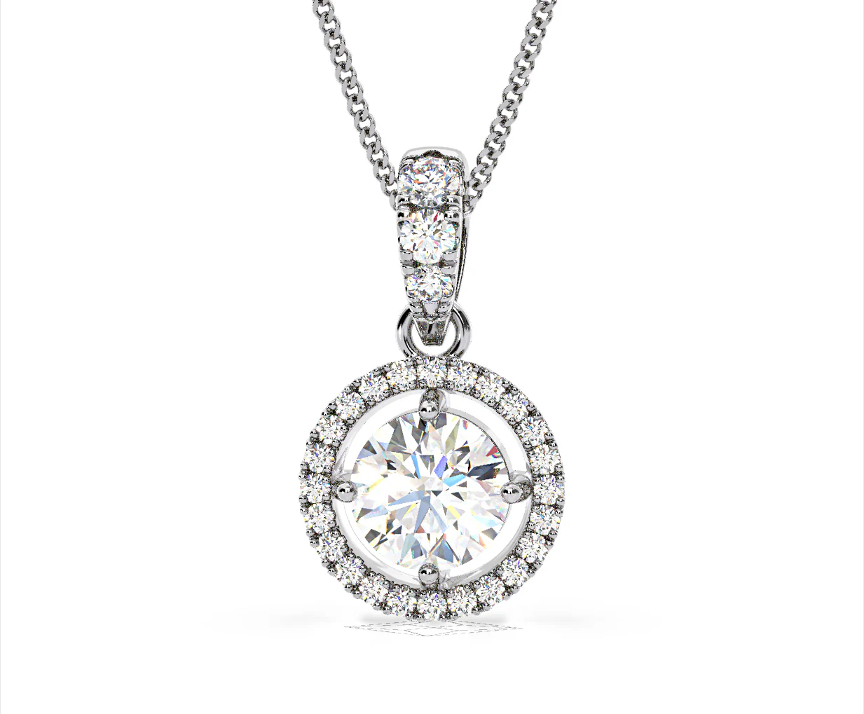 Ella Lab Diamond Halo Necklace in 18K White Gold 1.30ct F/VS1 - Image 7