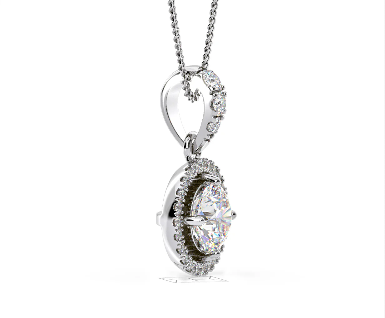 Ella Lab Diamond Halo Necklace in 18K White Gold 1.30ct F/VS1 - Image 71