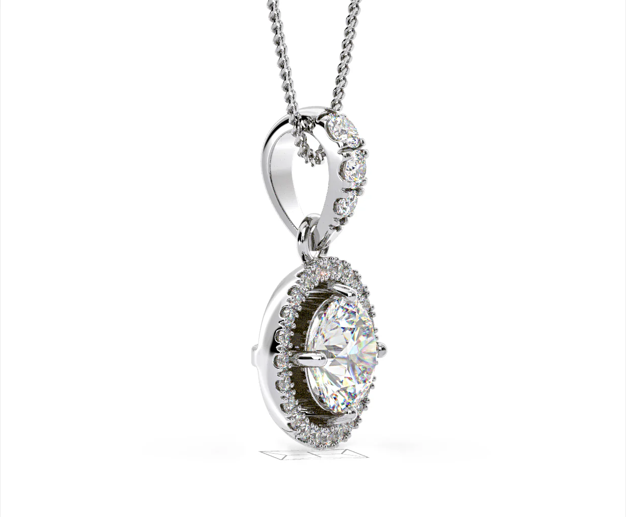 Ella Lab Diamond Halo Necklace in 18K White Gold 1.30ct F/VS1 - Image 72