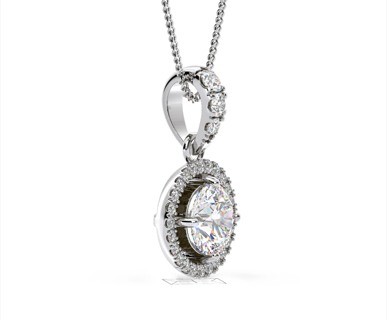 Ella Lab Diamond Halo Necklace in 18K White Gold 1.30ct F/VS1 - Image 73