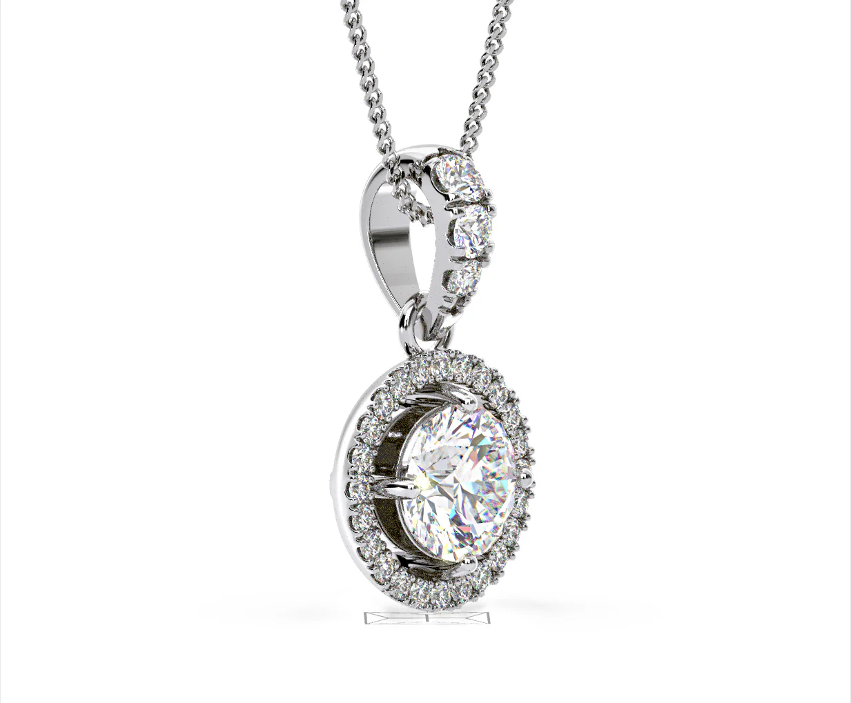 Ella Lab Diamond Halo Necklace in 18K White Gold 1.30ct F/VS1 - Image 75