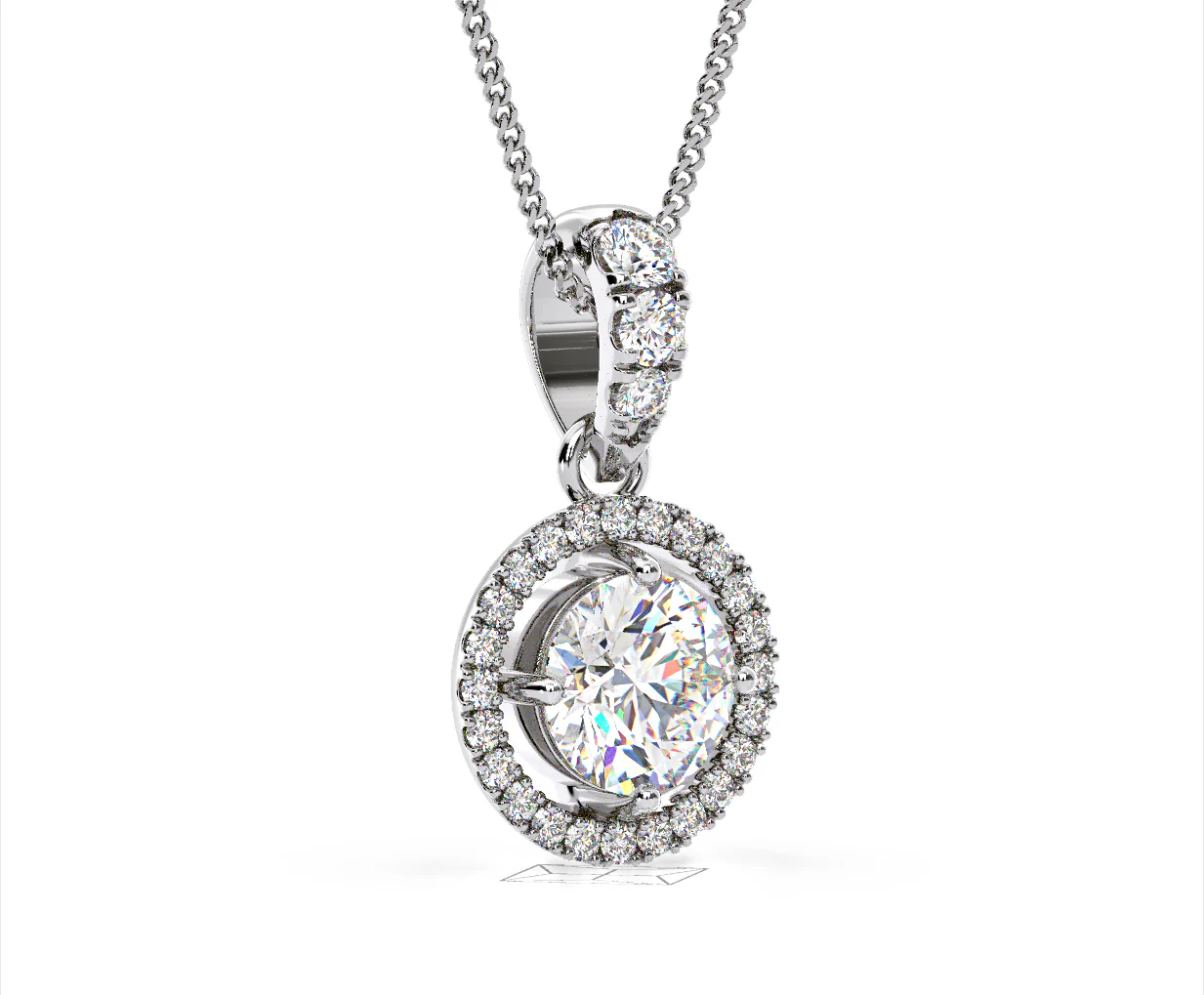 Ella Lab Diamond Halo Necklace in 18K White Gold 1.30ct F/VS1 - Image 78