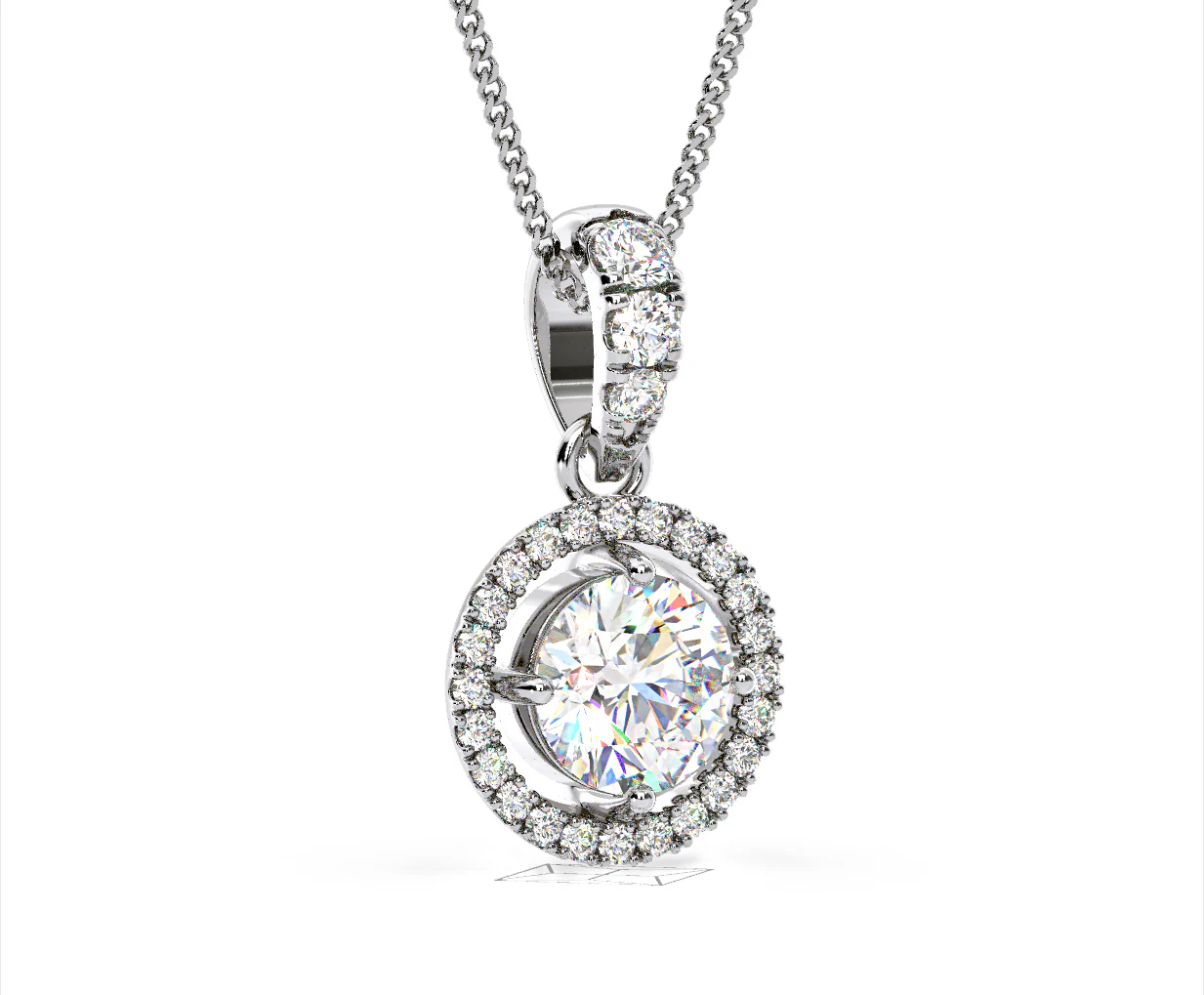 Ella Lab Diamond Halo Necklace in 18K White Gold 1.30ct F/VS1 - Image 79