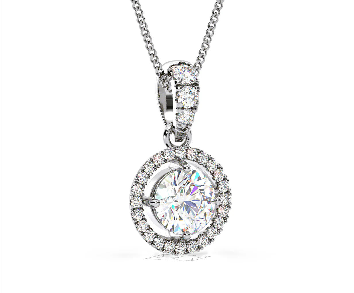 Ella Lab Diamond Halo Necklace in 18K White Gold 1.30ct F/VS1 - Image 80
