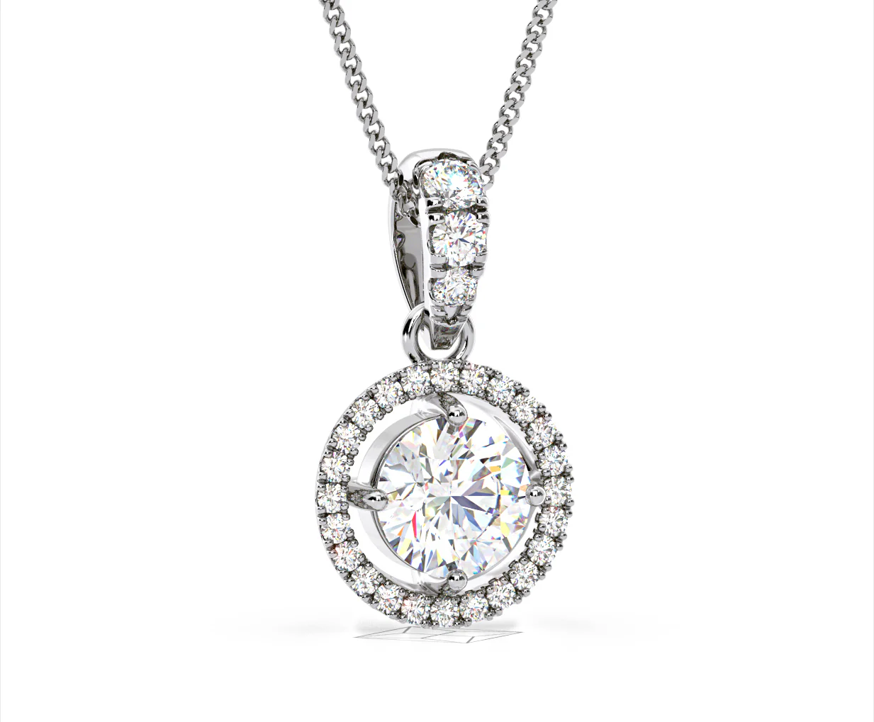 Ella Lab Diamond Halo Necklace in 18K White Gold 1.30ct F/VS1 - Image 81