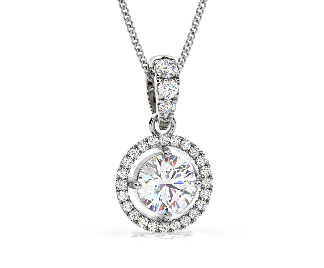 Ella Lab Diamond Halo Necklace in 18K White Gold 1.30ct F/VS1 - Image 82
