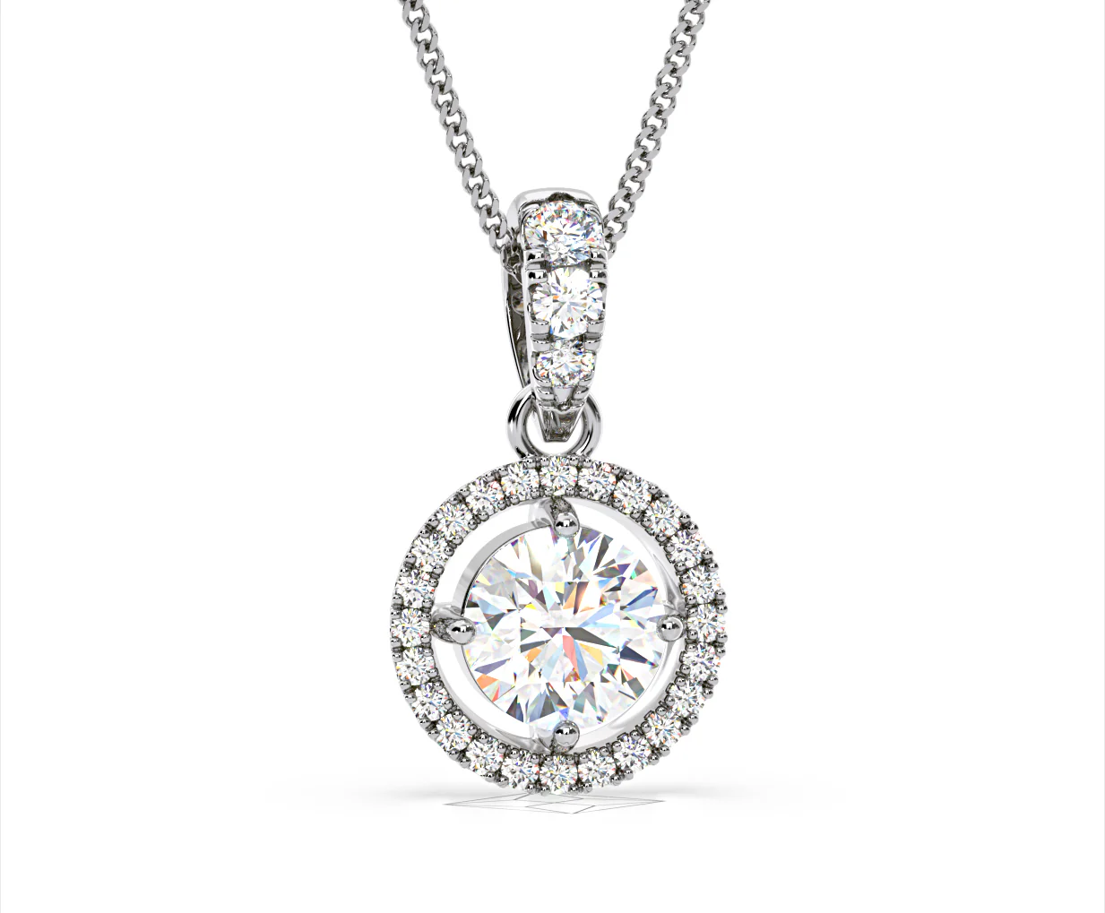 Ella Lab Diamond Halo Necklace in 18K White Gold 1.30ct F/VS1 - Image 83