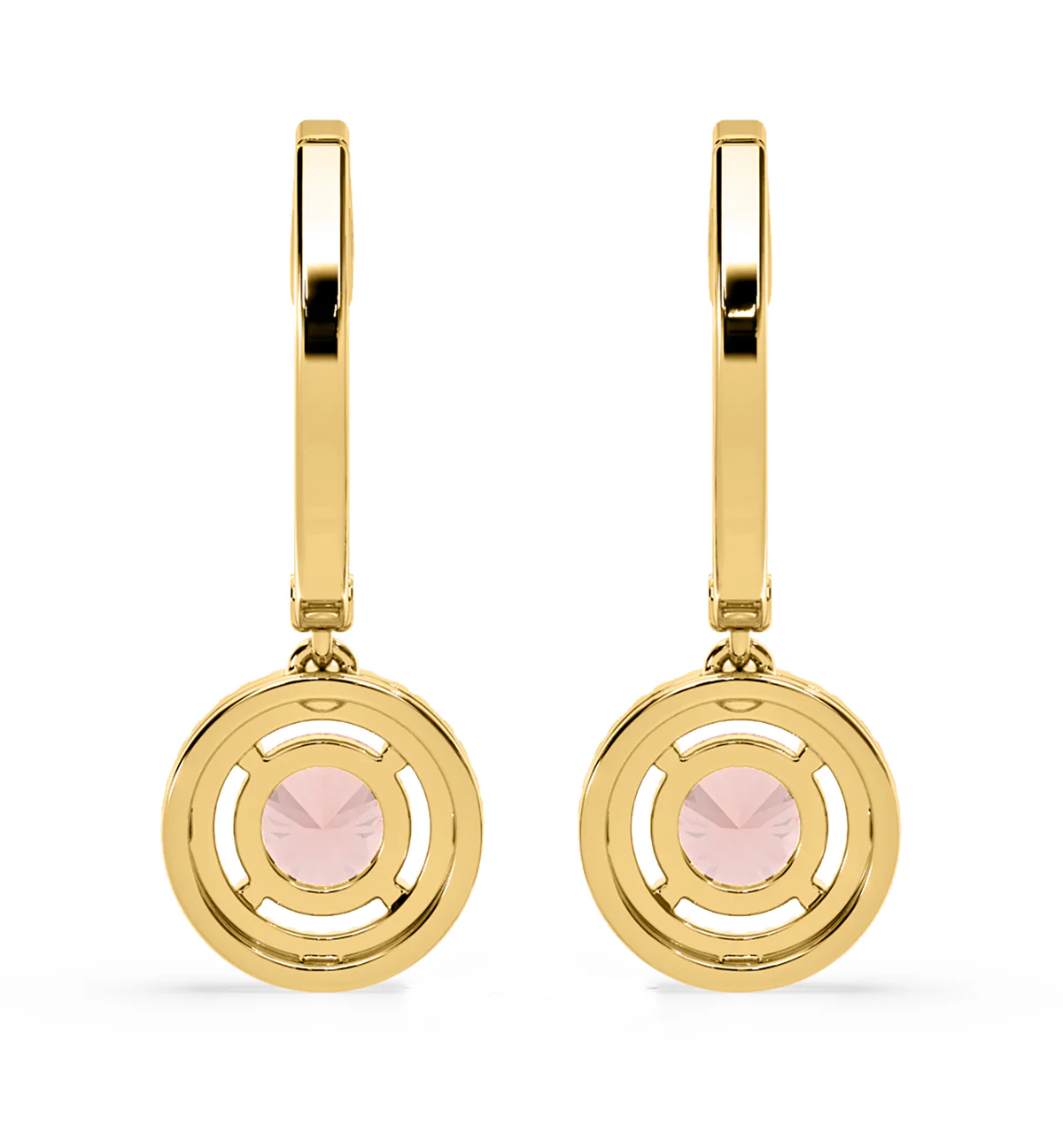 Ella Pink Lab Diamond 2.60ct Halo Drop Earrings in 18K Yellow Gold - Elara Collection - Image 5