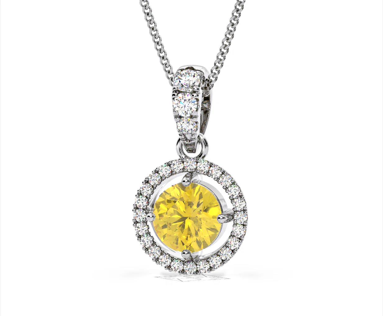 Ella Yellow Lab Diamond 1.38ct Pendant Necklace in 18K White Gold - Elara Collection - Image 14