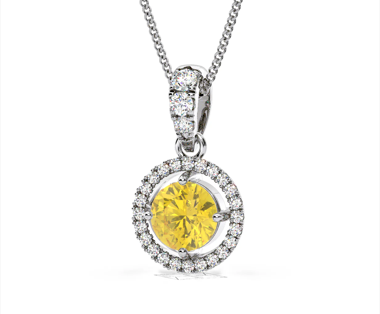 Ella Yellow Lab Diamond 1.38ct Pendant Necklace in 18K White Gold - Elara Collection - Image 15