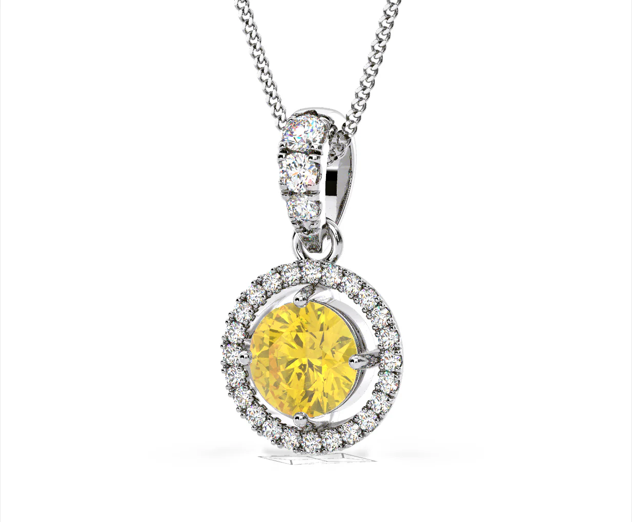 Ella Yellow Lab Diamond 1.38ct Pendant Necklace in 18K White Gold - Elara Collection - Image 16