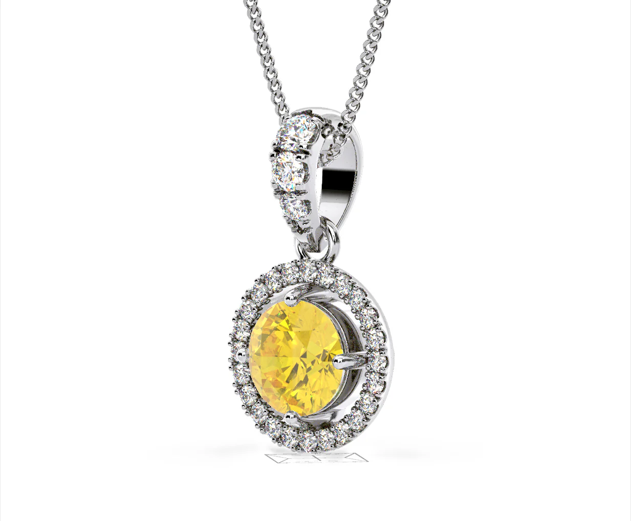 Ella Yellow Lab Diamond 1.38ct Pendant Necklace in 18K White Gold - Elara Collection - Image 19