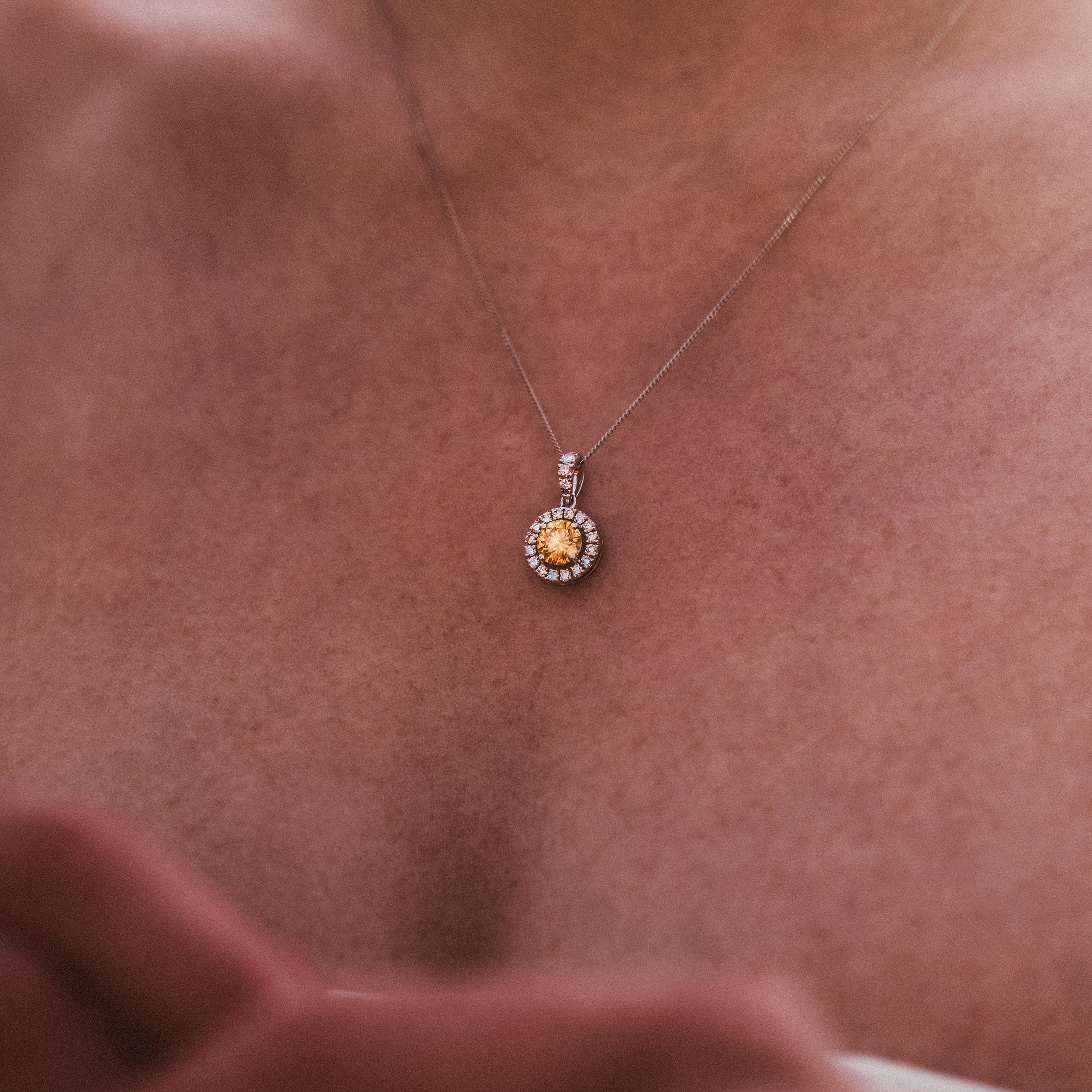 Ella Yellow Lab Diamond 1.38ct Pendant Necklace in 18K White Gold - Elara Collection - Image 2