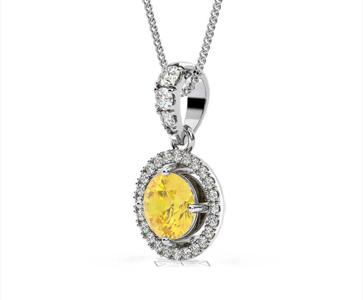 Ella Yellow Lab Diamond 1.38ct Pendant Necklace in 18K White Gold - Elara Collection - Image 20