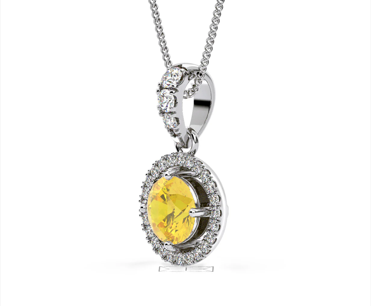 Ella Yellow Lab Diamond 1.38ct Pendant Necklace in 18K White Gold - Elara Collection - Image 21