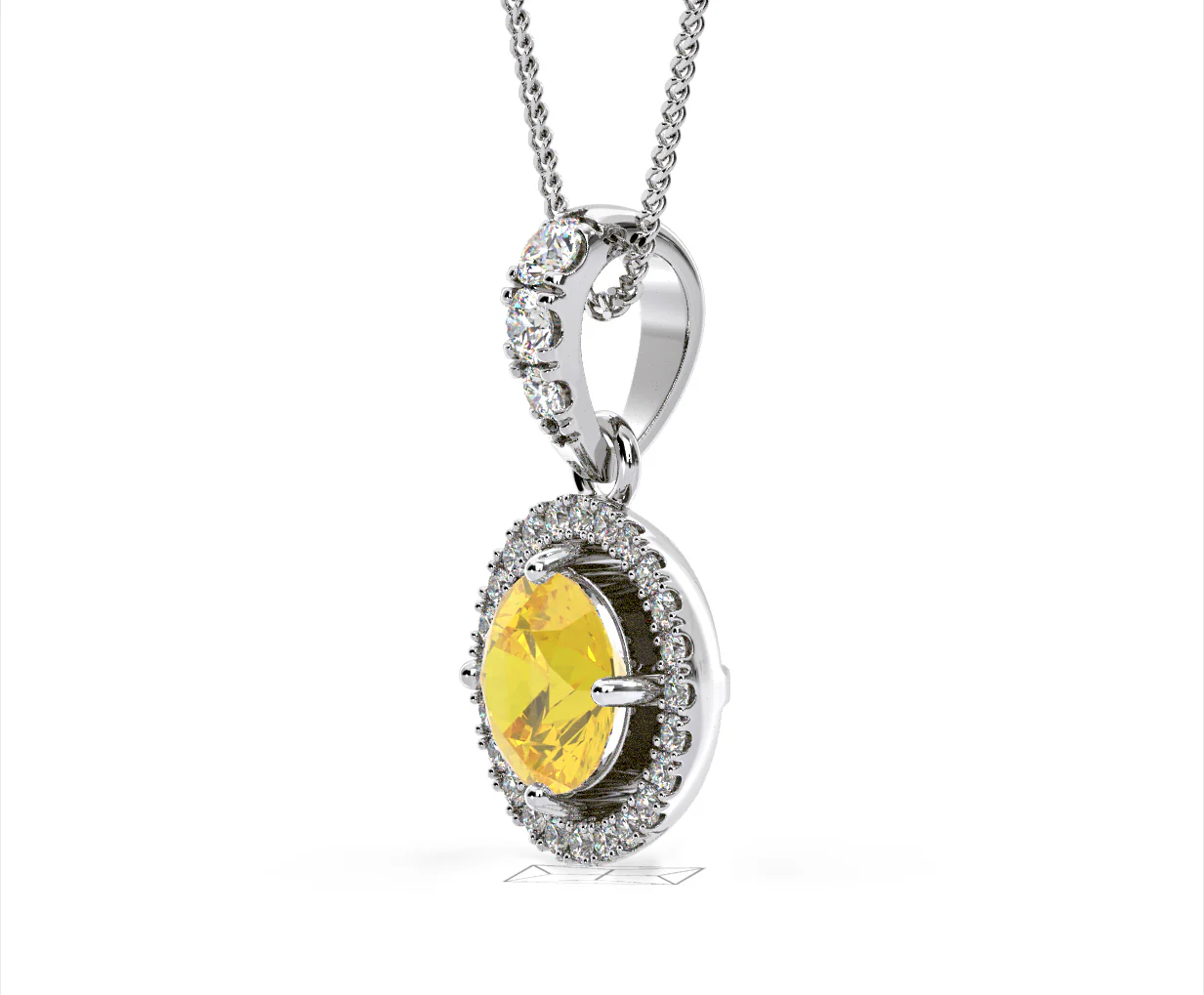 Ella Yellow Lab Diamond 1.38ct Pendant Necklace in 18K White Gold - Elara Collection - Image 23
