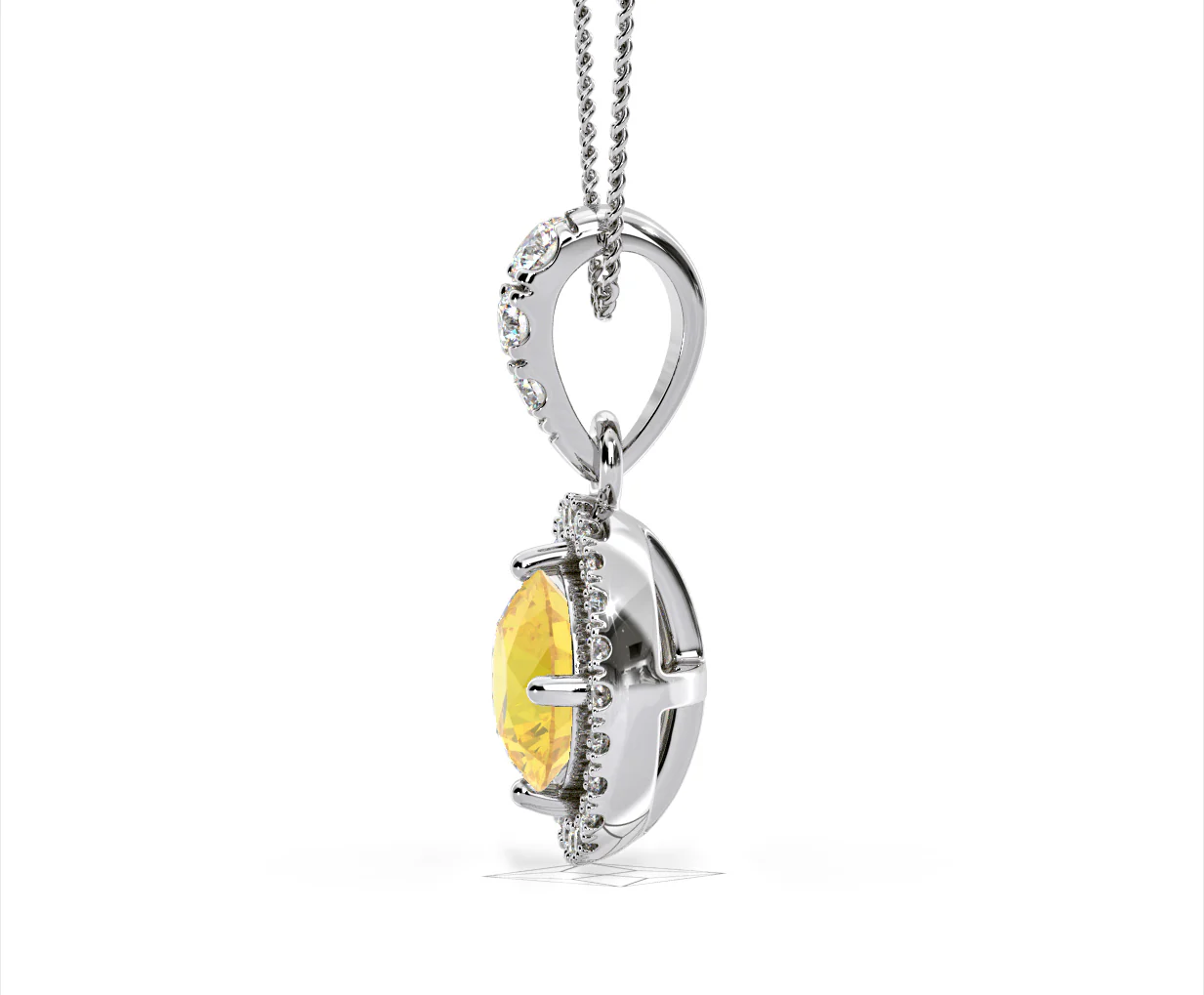 Ella Yellow Lab Diamond 1.38ct Pendant Necklace in 18K White Gold - Elara Collection - Image 29